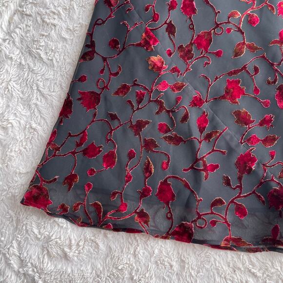 Vintage velvet burnout floral prom formal dress maxi gown Ann Taylor 90s Y2K - Picture 7 of 14